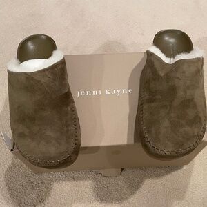 Jenni Kayne Green suede slide shearling lined
